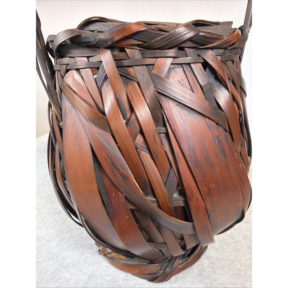 Antique Japanese Bamboo Ikebana Flower Basket Kago Taisho/Showa Era Vintage